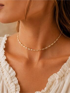 Brinisity Co Clara Baguette Choker Necklace 18K Gold Filled CZ Waterproof